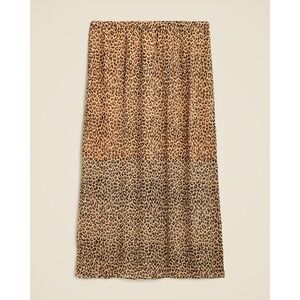 J.Crew Gwyneth Skirt Womens 3X Brown Leopard Crinkle Chiffon Layered Slip Skirt